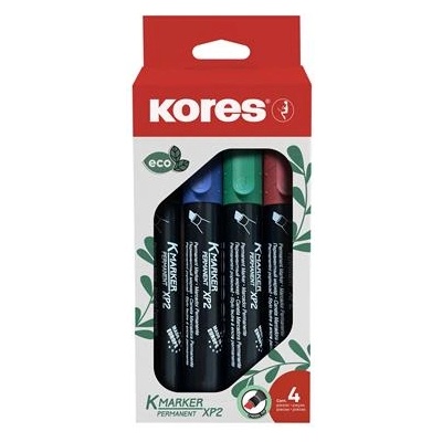 Kores Комплект маркери за алкохол, 3-5 мм, изрязани, KORES "ECO K-Marker XP2", 4 различни цвята 20784 (20784)