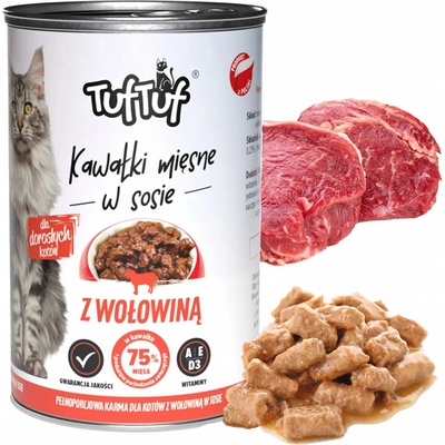 Tuf Tuf Cat mäsové kúsky s hovädzím mäsom 415 g