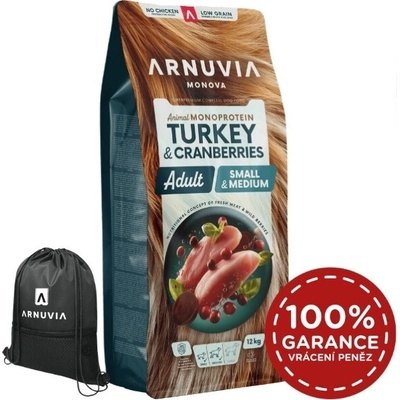 Arnuvia Monova Dog Adult Small & Medium Turkey & Cranberries 12 kg