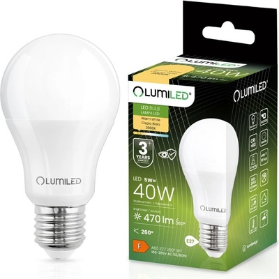 Lumiled LED žiarovka E27 A60 5W = 40W 470lm 3000K Warm 260°