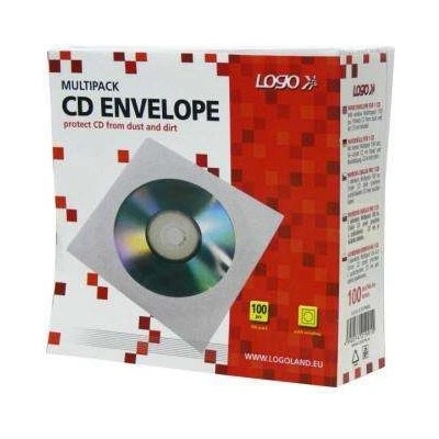 Obálka na 1 ks CD, papír, bílá, s okénkem, Logo, 100-pack