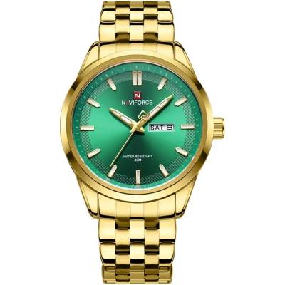 Curren Мъжки часовник Naviforce Twingle, Неръждаема стомана, Златист / Зелен (NAVIFORCE-9203-GOLD-GREEN)