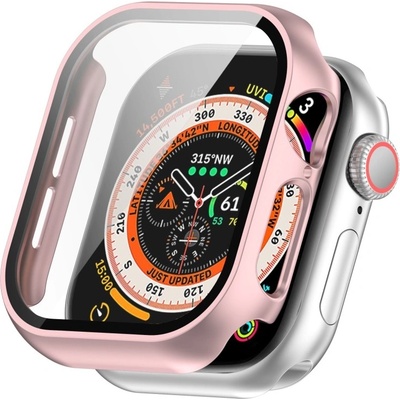 VSETKONAMOBIL 87164 PC FULL COVER Plastový kryt so sklom pre Apple Watch 10 42mm metalický ružový