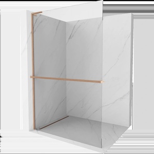 Mexen Kioto+ L душ екран с рафт Walk-in 50 x 200 cm, прозрачен, изчеткана мед - 800-050-123-65-00 (800-050-123-65-00)