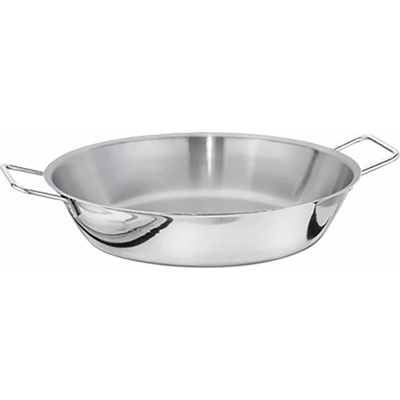 G.Gastro Pánev na paellu - nerezová ocel - 10,1 l - 400 mm - Výška: 80 mm - sendvičové dno, ergonomická rukojeť, vhodné do trouby/salamandru - vhodné pro indukci, plyn, sklokeramiku, elektrický spor