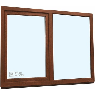 KÖMMERLING Plastové okno - 70 AD, 1800x1500 mm, FIX/OS, ořech/bílá