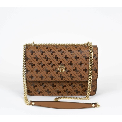 Bagger dámska kožená klopová crossbody kabelka s tlačeným vzorom stredná hnedá 0166