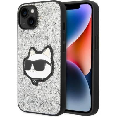 KARL LAGERFELD Кейс Karl Lagerfeld KLHCP14SG2CPS за iPhone 14 6.1", сребрист / сребрист, твърд, Glitter Choupette Patch (KF001435-0)