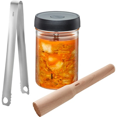 Gefu Купа за мариноване Nativo с щипци и бъркалка 3 части (G-15800)