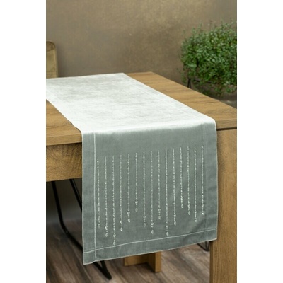 Takoy Stolní běhoun stříbrný 35x220 cm sametový ROYAL 3 se zirkony-HF-390333 | 35 x 220 cm
