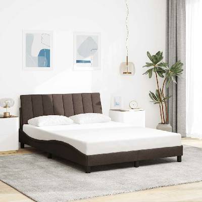 vidaXL Rám postele bez matrace Hanko tmavě hnědá textil