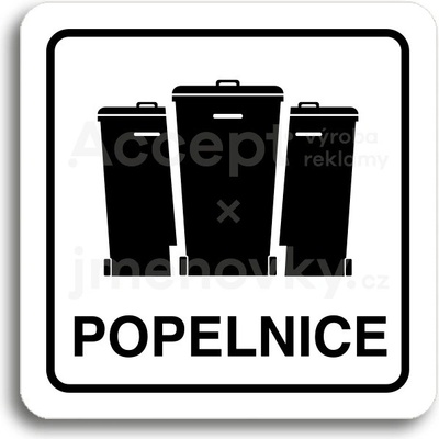 ACCEPT Piktogram popelnice V - bílá tabulka - černý tisk