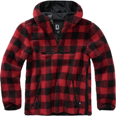 Brandit pulovr Teddyfleece Worker Pullover červená černá