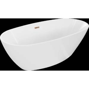Mexen Eris самостоятелна вана 155 x 80 см, бяла, преливник в розово злато (53441558000-60)