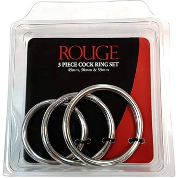 ostatní ROUGE Stainless Steel 3 Piece Cock Ring Set (45/50/55mm)