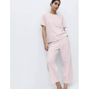 Marks & Spencer Съкратена пижамна сет от чист памук с печат Marks & Spencer розова Marks & Spencer | Rozov | ЖЕНИ | S
