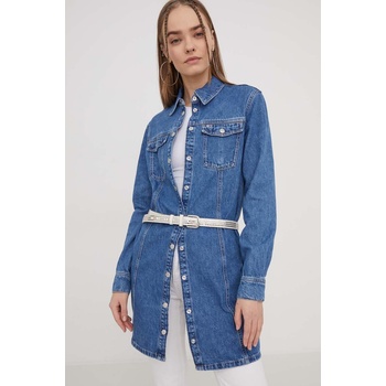 Tommy Hilfiger Дънкова рокля Tommy Jeans в синьо къса със стандартна кройка DW0DW17542 (DW0DW17542)