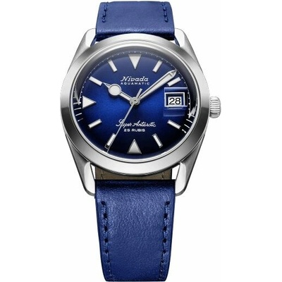 Nivada Grenchen Super Antarctic Blue Date Blue Leather