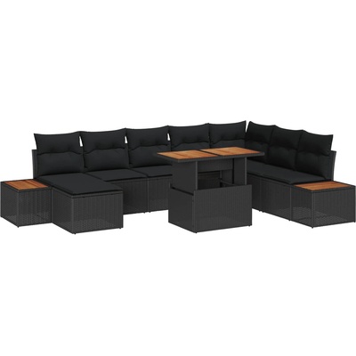 vidaXL Комплект за хранене в градината 9 pcs Черен и кафяв (3350095)
