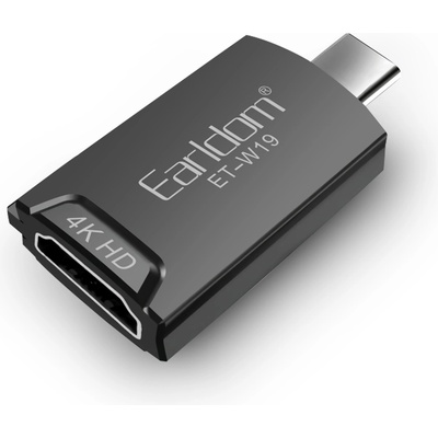 Преходник Earldom ET-W19 HDMI (F) към Type-C, HD 4K, Сив - 40376 (40376)