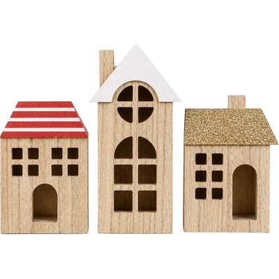 Textilomanie Sada dřevěných domečků WOODLAND 21 cm, 3 ks