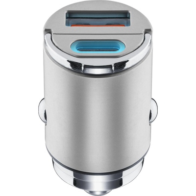 Cellularline Зарядно за кола 12V USB-C PD 30W + USB 18W Micron сиво 13817
