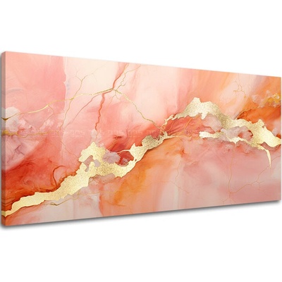 Zlatý dotek na plátně Elegance mramorového úsvitu - 50x100 cm