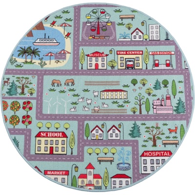 Multidecor Детски килим stella streets 120 см тюркоаз/град (mu0269)