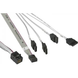 Supermicro MiniSAS / 4 SATA 0.55 m 0, 55 м Сив, Бяла (CBL-SAST-0631)