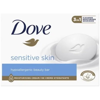 Dove Pure Sensitive - Kрем-сапун за ръце, лице и тяло за чувствителна кожа 90гр