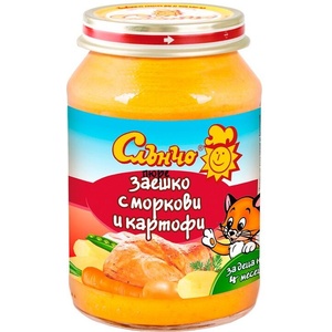 Слънчо пюре заешко с моркови и картофи - 190 г - topcho-online