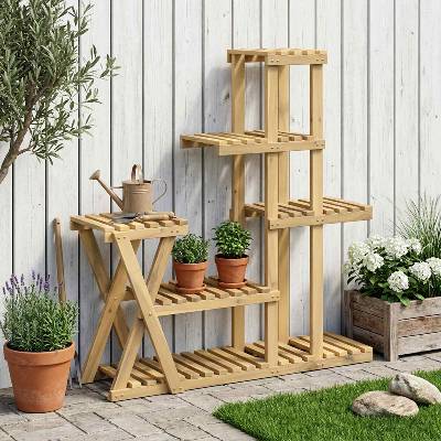vidaXL Стойка за растения Бяло 95 x 25 x 101, 5 см (903105)