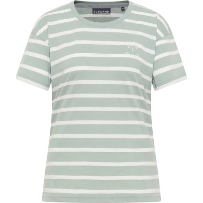 ELBSAND Дамска тениска ELBSAND Women's Uumi T-shirt - Silt Green / Cloud White / Stripe - размер XL (916-7691-0215)