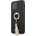 GUESS Saffiano Hard Case With Ring Stand - дизайнерски кожен кейс с пръстен против изпускане за iPhone 12, iPhone 12 Pro (черен)