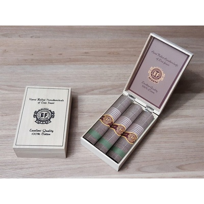 Etex Luxusní pánské kapesníky dárkové EXCELLENT Ernest hnědý 3ks