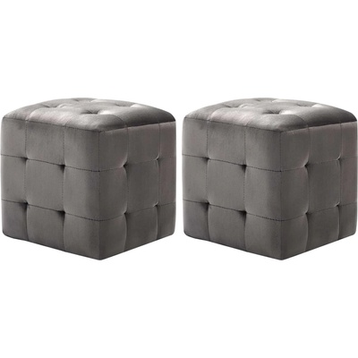 vidaXL Пуфове, 2 бр, сиви, 30x30x30 см, кадифен текстил (278385)