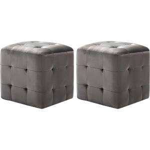 vidaXL Пуфове, 2 бр, сиви, 30x30x30 см, кадифен текстил (278385)
