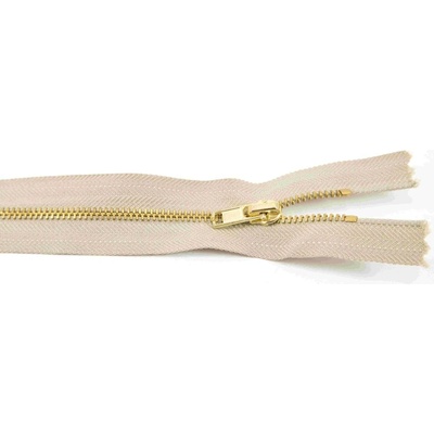 Nedeliteľný kovový mosadzný zips č.3 viac farieb - dĺžka (10 - 25 cm) 18 cm Režná