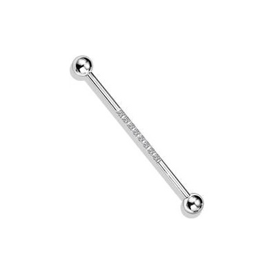 Šperky4U industrial piercing s kamínky čirá ID01036-C