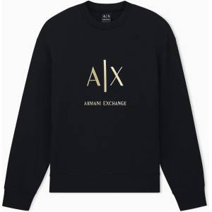 Giorgio Armani Блуза Armani Exchange Mens Embroidered Cotton Long-Sleeve Crew-Neck Sweatshirt - Black