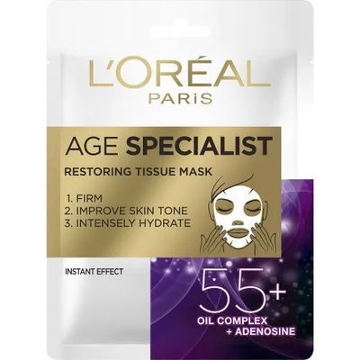 L'Oréal Age Specialist 55+ Възстановяваща хартиена маска за лице
