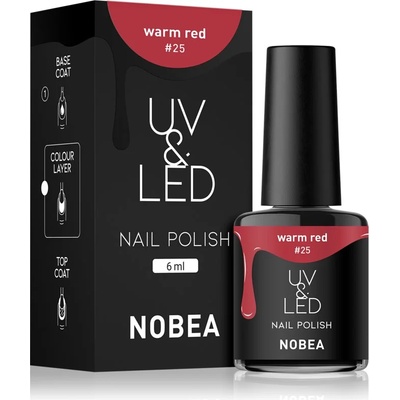 NOBEA UV & LED Nail Polish гел лак за нокти с използване на UV/LED лампа бляскав цвят Warm red #25 6ml