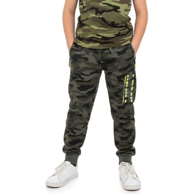 Chlapecké maskáčové tepláky ARMY PRO dětI Maskáč se zeleným nápisem
