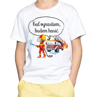 Fajntričko Kids detské tričko Keď vyrastiem, budem hasič biela
