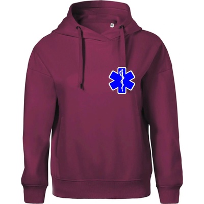 Rescue Hviezda na prsníku + nápis na chrbte Oversized mikina dámská Moon kratšia + širšia Fuchsiová