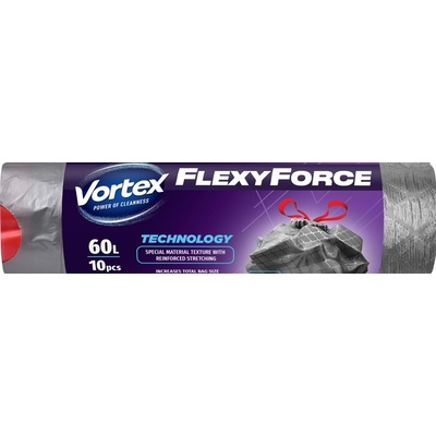 Vortex Торби за отпадъци с връзки Vortex - Flexy Force, 60 l, 10 броя (1100029397)