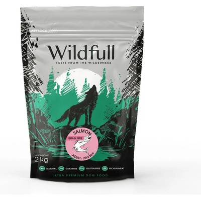 Wildfull dog salmon mini size - Пълноценна суха храна за израснали кучета от малки и мини породи, без зърно, със сьомга, 2 кг