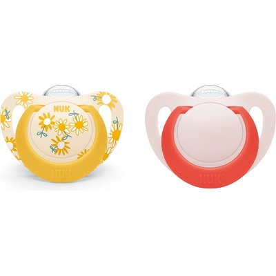 Nuk Силиконови залъгалки NUK - Star, за момиче, 6-18 месеца, 2 броя (10176287)
