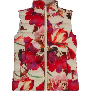 Guess Грейка в бежово за момиче покрита с червени цветя Guess