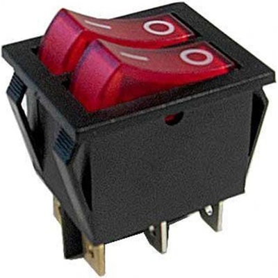 Vypínač kolébkový 250V/15A 2x0-I RD dvojitý T120 červený | Zboží Auto